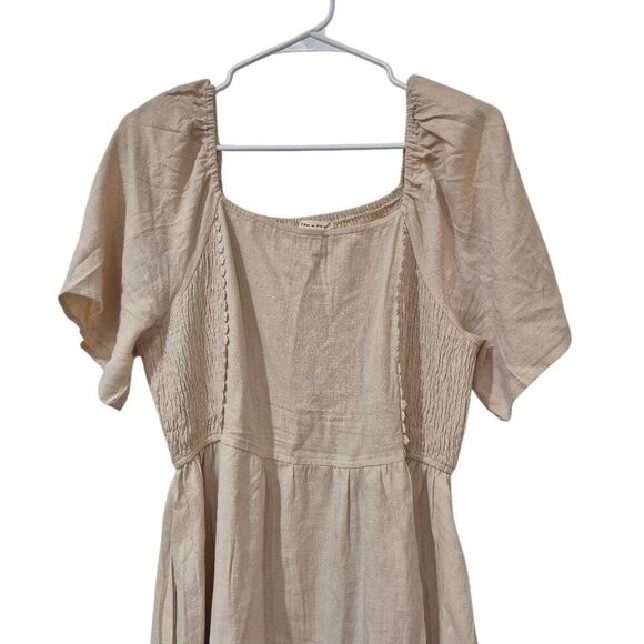 Tea n Rose Women's Ecru Viscose/Linen Dress w Pockets - Picture 8 of 13